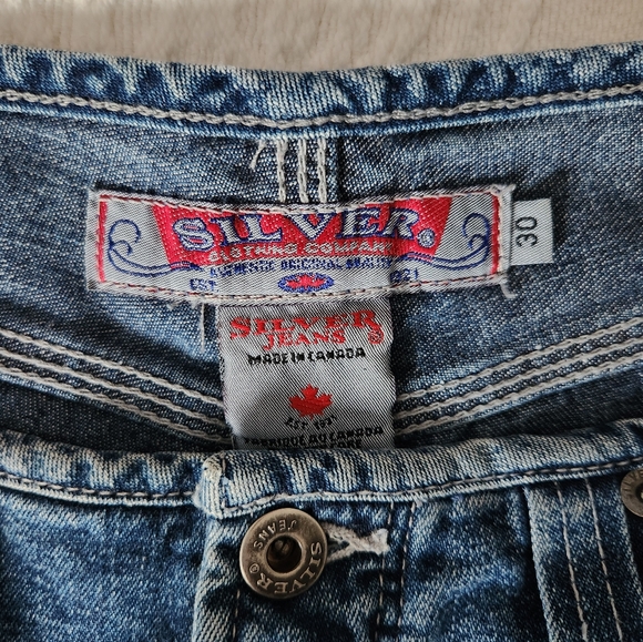 Y2k 90s Low Rise Shorts Silver Women's size 30 Jeans Shorts  Festival - Picture 3 of 6